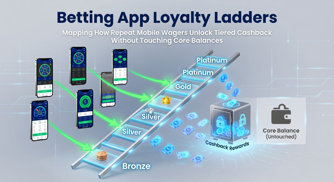 Darstellung einer Loyalty Ladder in einer mobilen Wett-App mit gestaffelten Cashback-Stufen und mobilen Wetten