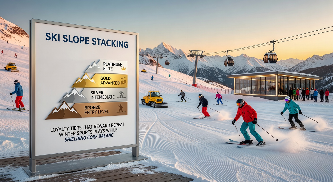 Darstellung von Wintersport-Wettaktivitäten mit Treuebonus-Stufen und geschützten Guthaben-Elementen