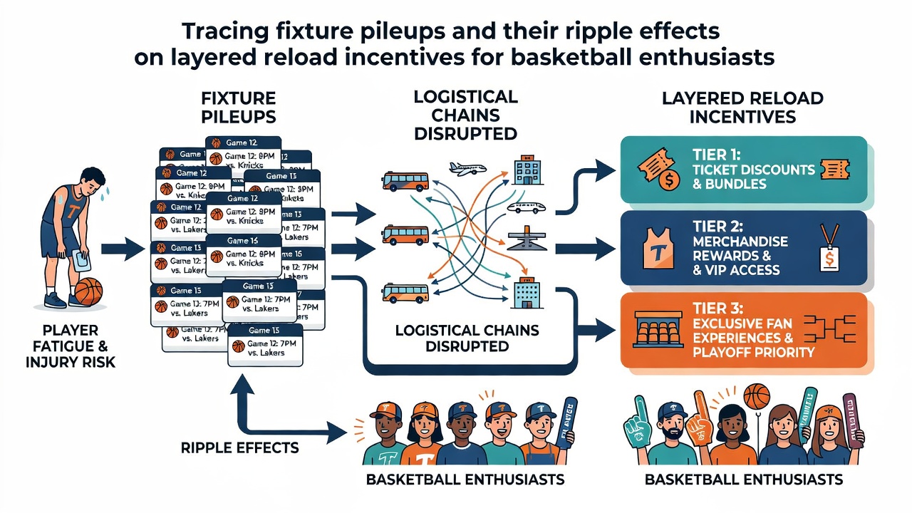 Darstellung von Ripple-Effekten bei gestaffelten Boni während Basketball-Terminengpässen